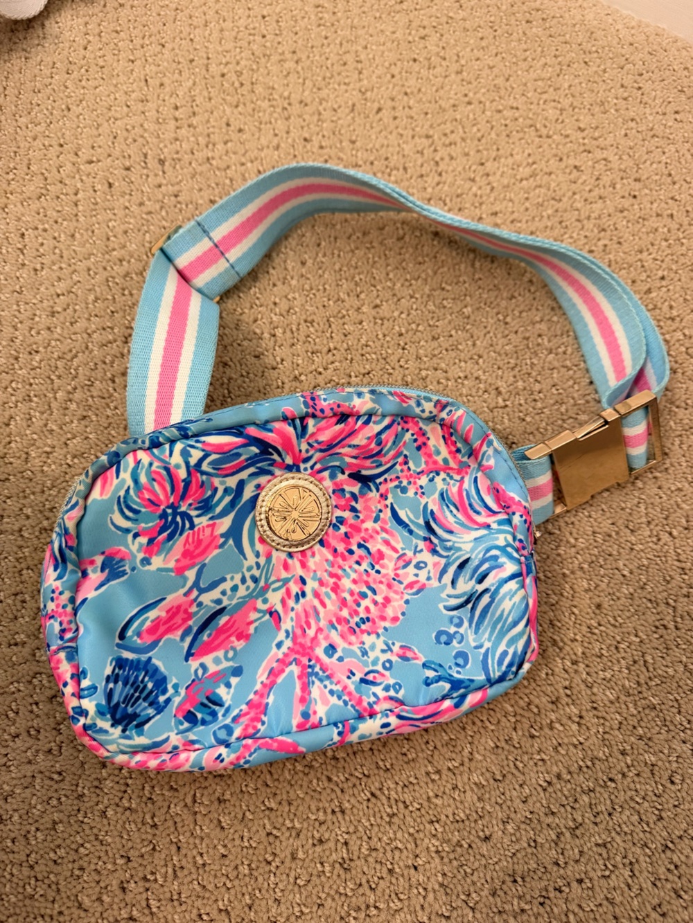 Lilly Pulitzer Floral Blue and Pink Crossbody Belt Bag